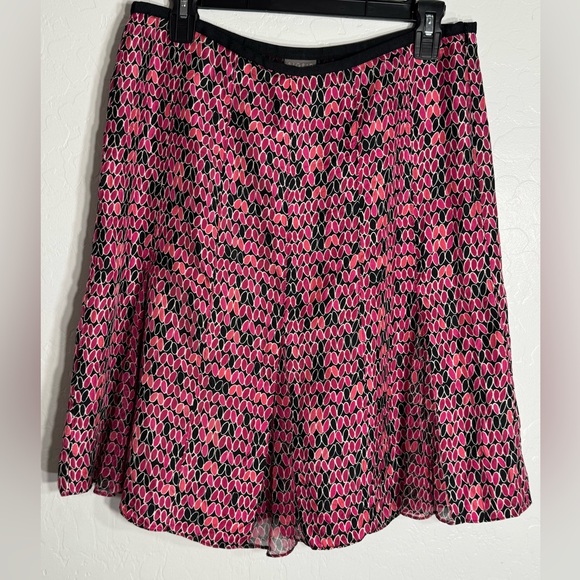 Sigrid Olsen Dresses & Skirts - Sigrid Olsen Petite 8P 100% Silk A-Line Skirt Pink Black Geometric Print